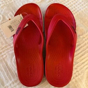 CROCS Red Bayaband Flip Flops
